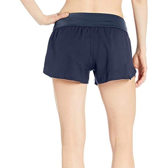 Nike Women's Standard Solid Element Swim Boardshort Navy Blue Nike Swim Short - Picture 2 of 5
